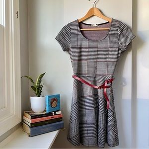 plaid dress with red belt
